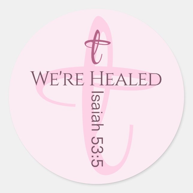 Healed by Jesus Bible Verse Christian Faith Classic Round Sticker (Front)