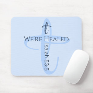 Healed by Jesus Bible Verse Christian Faith Mouse Mat
