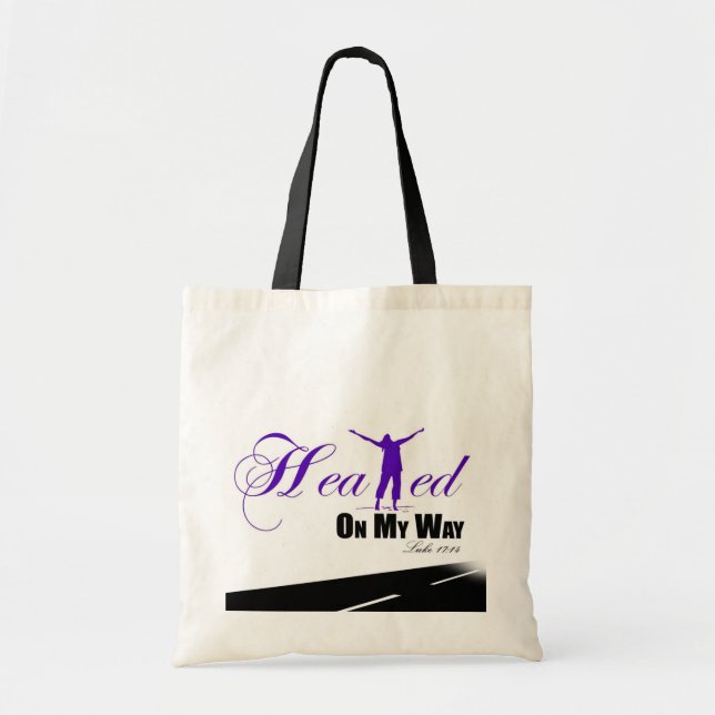 Healed on my Way (Purple, White, Black ) Tote (Front)