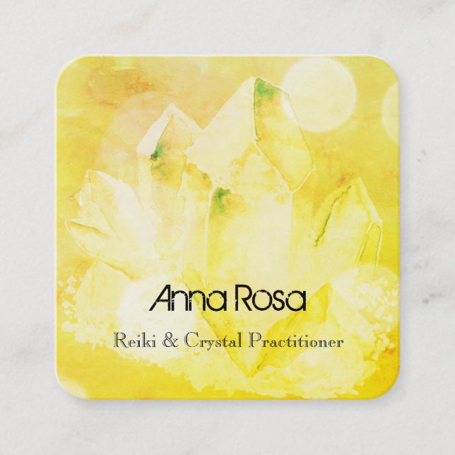 *~* Healer New Age Reiki Crystal Yoga Reiki Master Square Business Card (Front)