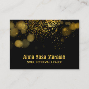 *~* Healer Therapist Gold Glitter Bubbles on Black Business Card