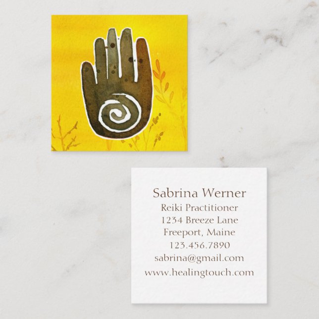 Healer's Hand Native American Symbol Square Business Card (Front/Back)