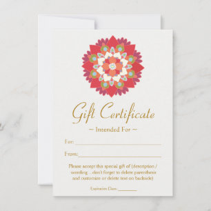 Healing Arts  Red Lotus Flower Gift Certificate