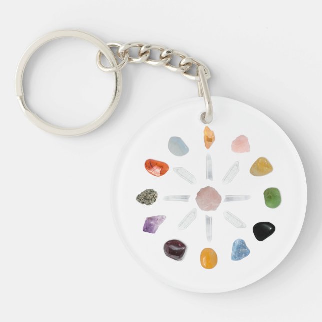 *~* Healing Chakra Crystal Grid Energy Key Ring (Front)