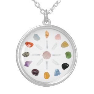 *~* Healing Chakra Crystal Grid Energy Silver Plated Necklace