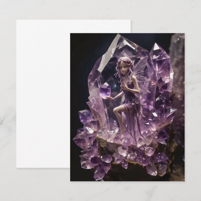 Healing Crystals Amethyst Fairy Birthday Thank You Card (Front/Back)
