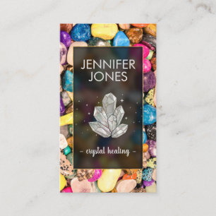 Healing Crystals Cluster on Colourful Gemstones Business Card