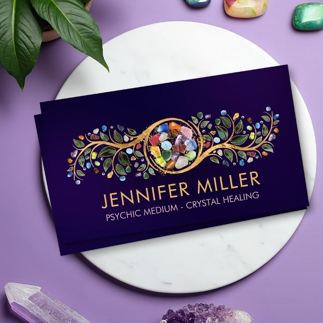Healing Crystals Foliage Ornament  Business Card (Creator Uploaded)