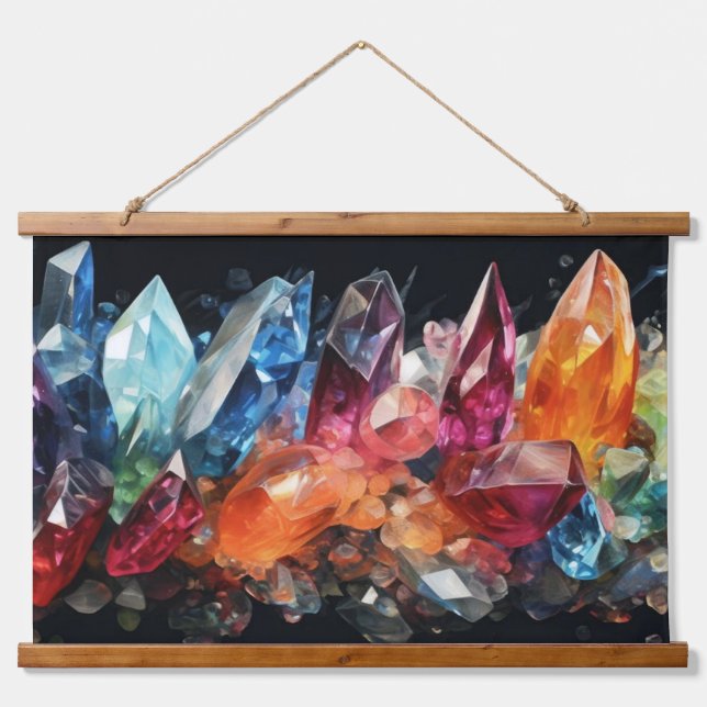 Healing Crystals Jewels Gemstones Hanging Tapestry (Front)