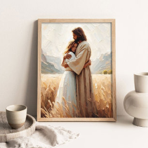 Healing Embrace, Jesus Hugging Girl, Jesus and Wom Poster