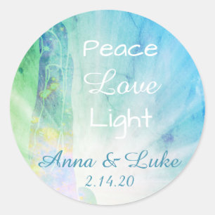 *~*  Healing Energy Hand - Peace  Love Light Classic Round Sticker