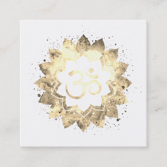 *~*  Healing Energy Mandala Lotus  Aum Om Symbol Square Business Card (Front)