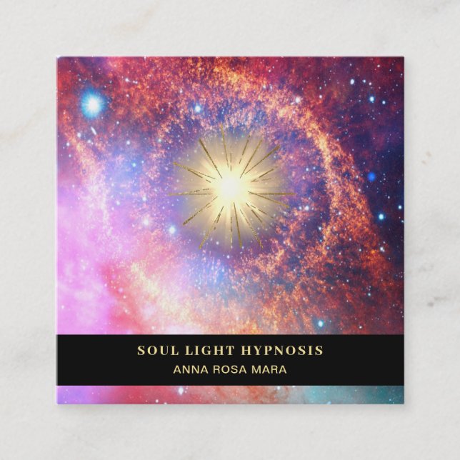 *~* Healing Energy Sun Burst Universe Nebula Stars Square Business Card (Front)