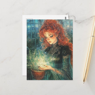 Healing Green Witch With Herbs Postcard