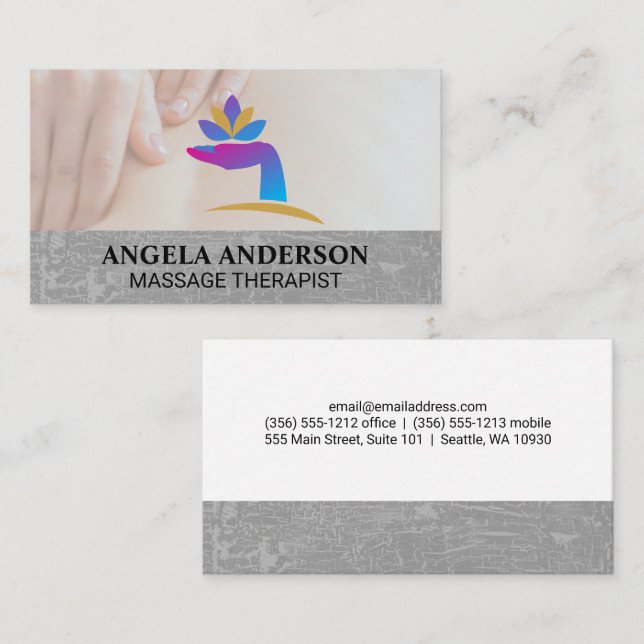Healing Hand Logo | Massage Therapy Session Business Card (Front/Back)