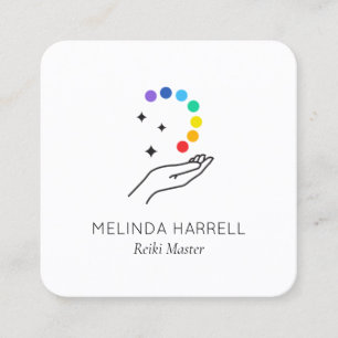 Healing Hand Logo Reiki, Healer, Wellness Square Business Card