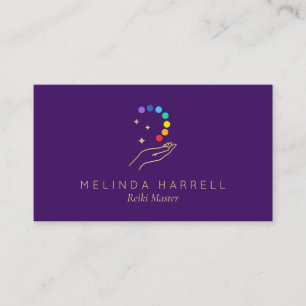 Healing Hand Logo Reiki, Massage Bright Purple Business Card
