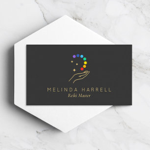 Healing Hand Logo Reiki, Massage, Wellness Grey Business Card