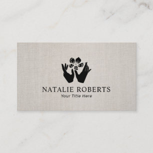 Healing Hands & Flower Massage Therapy Linen Business Card