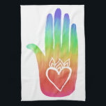 Healing Hands Hamsa Hearts Palm Rainbow Tea Towel<br><div class="desc">Decorate your kitchen with this sweet towel. Makes a great housewarming or wedding gift! Check my shop for the  matching opposite hand too.
You can customise it and add text too.
Check my shop for lots more colours and patterns!</div>
