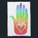 Healing Hands Hamsa Hearts Palm Rainbow Tea Towel<br><div class="desc">Decorate your kitchen with this sweet towel. Makes a great housewarming or wedding gift! Check my shop for the  matching opposite hand too.
You can customise it and add text too.
Check my shop for lots more colours and patterns!</div>