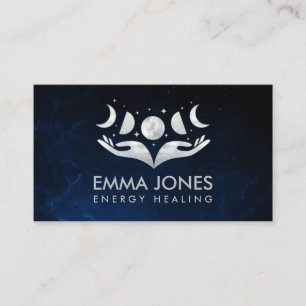 Healing hands - Moons - Mother of Pearl and Silver Business Card