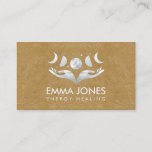 Healing hands - Moons - Mother of Pearl and Silver Business Card