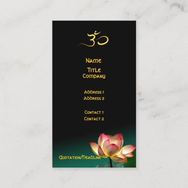 HEALING HANDS/PINK LOTUS IN BLOOM BUSINESS CARD (Front)