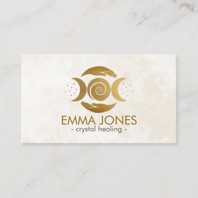 Healing Hands - Triple Moon - Golden Business Card (Front)