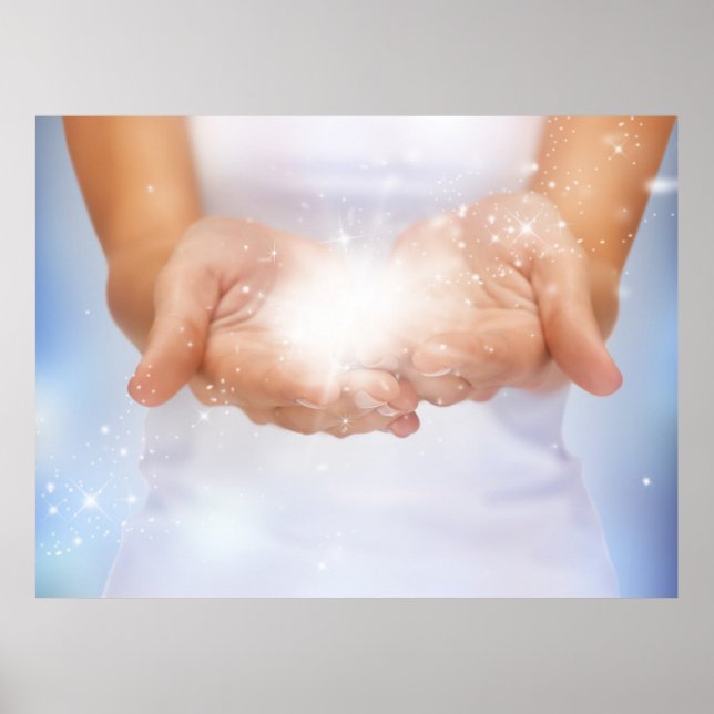 Healing hands w/white crystal energy healinglove poster (Front)