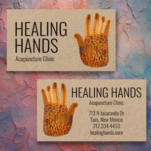Healing Hands Watercolor Boho Business Card
