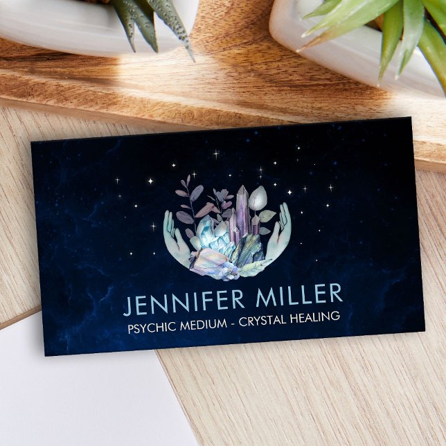  Healing hands Watercolor Crystals  Business Card (Creator Uploaded)