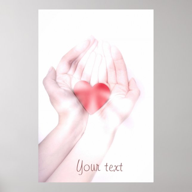 Healing hands with red heart customise it yourself poster (Front)