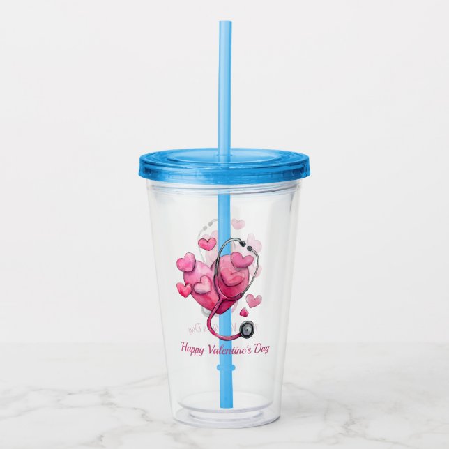 Healing Hearts Valentine Design Acrylic Tumbler (Front)