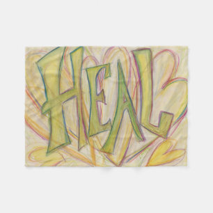 Healing Hearts Word Art Cosy Soft Fleece Blankets