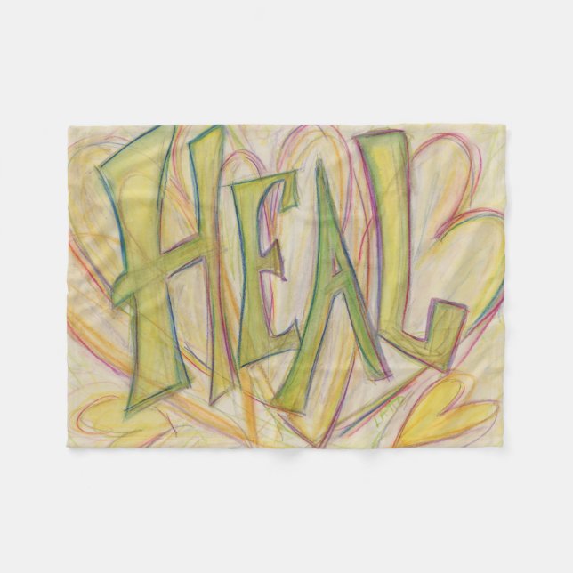 Healing Hearts Word Art Cosy Soft Fleece Blankets (Front (Horizontal))