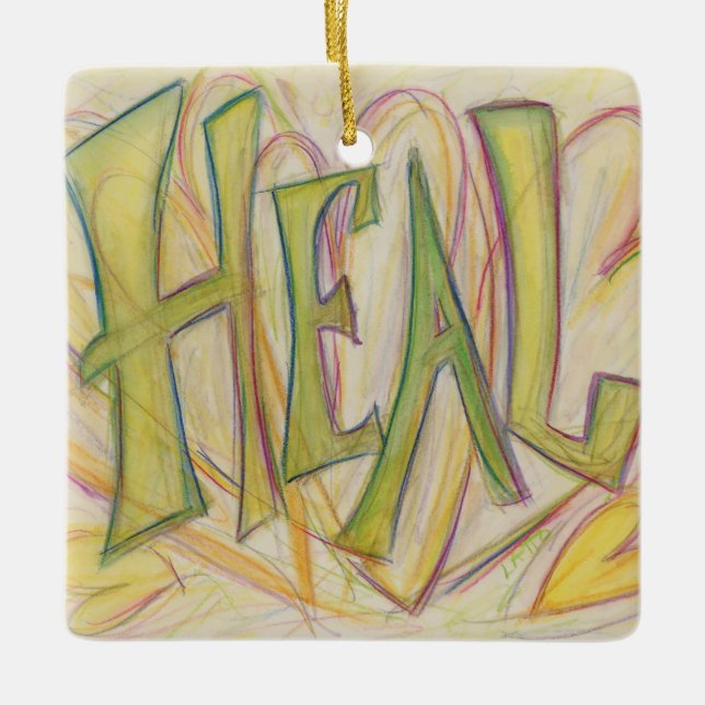 Healing Hearts Word Art Holiday Gift Ornaments (Front)