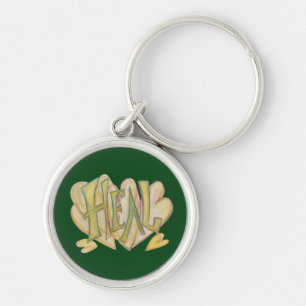 Healing Hearts Word Art Inspirational Keychain