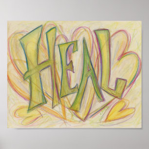 Healing Hearts Word Art Inspirational Poster Print