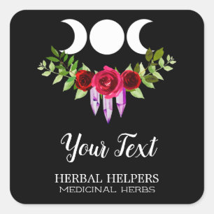 Healing Herbal Remedy Labels With A Moon