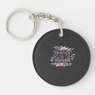 Healing is Strength Floral Wreath Key Ring