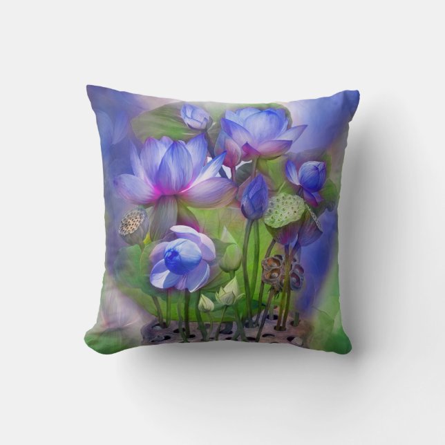 Healing Lotus Third Eye Chakra Art Pillow (Front)