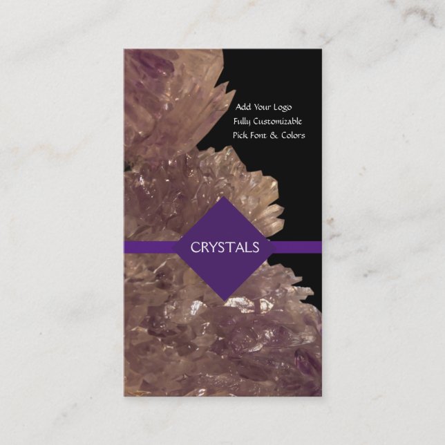 Healing Minerals Amethyst & Quartz Crystals Business Card (Front)
