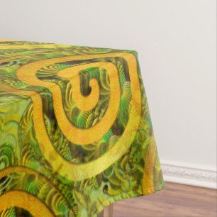 Healing Power Spirals gold green + your ideas Tablecloth