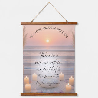 Healing Quote Coastal Sunset Tapestry
