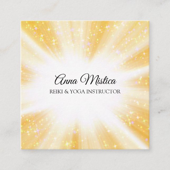*~* Healing Reiki Yoga Massage Energy Light Worker Square Business Card (Front)
