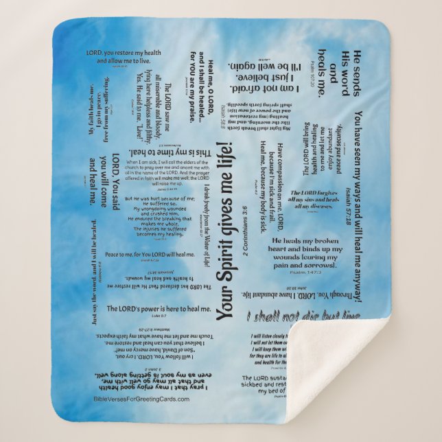 Healing Scriptures Blanket - Blue Clouds (Front)