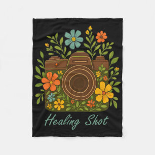 Healing Shot Camera In Flowers Photography Mental  Fleece Blanket