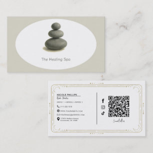 Healing Spa 3 Stones Gray & Beige Modern Business Card