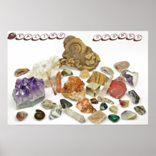 Healing stones, ametyst,quartz,opal,tourmaline poster